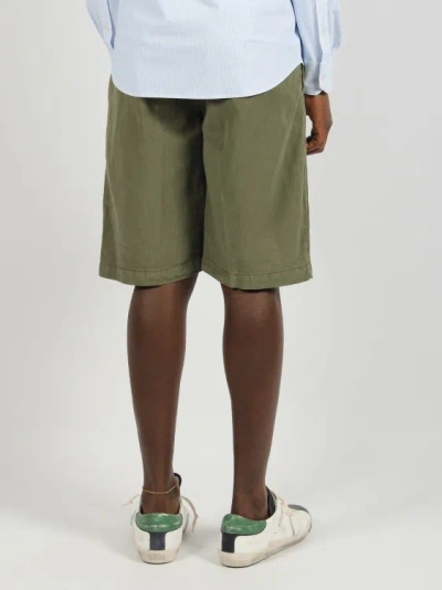Shop White Sand Linen Cotton Blend Shorts In Green