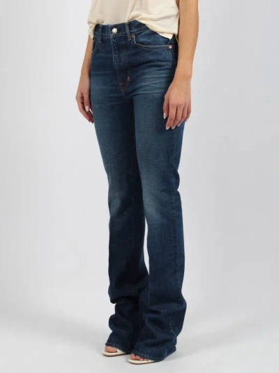 Shop Tom Ford Stone Washed Denim Straight Fit Jeans In Blue