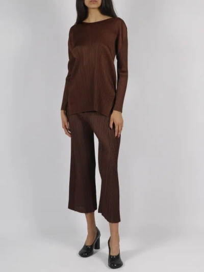 Shop Issey Miyake Thicker Bottoms Trousers In Brown