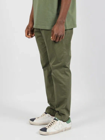 Shop White Sand Stretch Cotton Trousers In Green