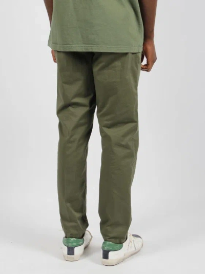 Shop White Sand Stretch Cotton Trousers In Green