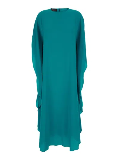 Shop Gianluca Capannolo Green Long Dress With Boat Neck In Silk Woman In Blu