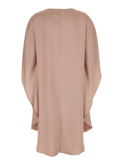 Shop Gianluca Capannolo Pink Midi Dress With Boat Neck In Techno Fabric Woman In Beige