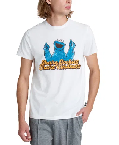 Shop Kenneth Cole X Sesame Street Men's Slim Fit Cookie Monster T-shirt In White