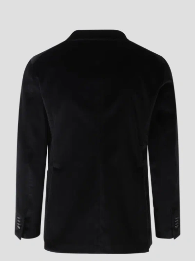 Shop Tagliatore Velvet Single Breasted Blazer In Black