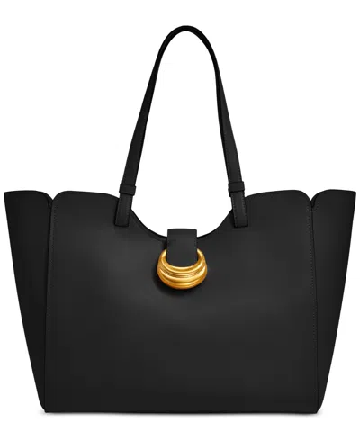 Shop Donna Karan Valley Stream Large Buckle Tote In Black,gold