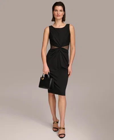 Shop Donna Karan Women's Embellished Twist-front Sheath Dress In Black
