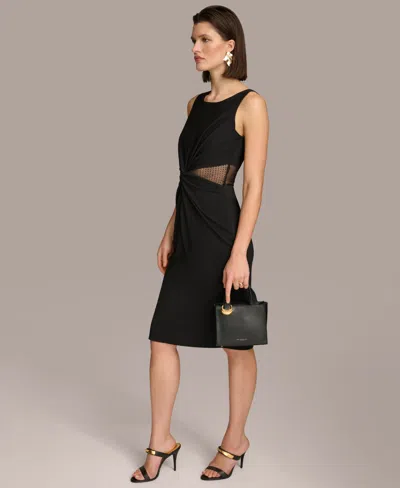 Shop Donna Karan Women's Embellished Twist-front Sheath Dress In Black