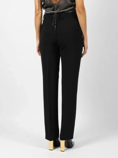 Shop Alberta Ferretti Wool Canvas Trouser In Black
