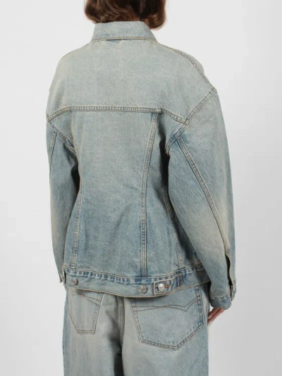 Shop Balenciaga Japanese Denim Jacket In Blue