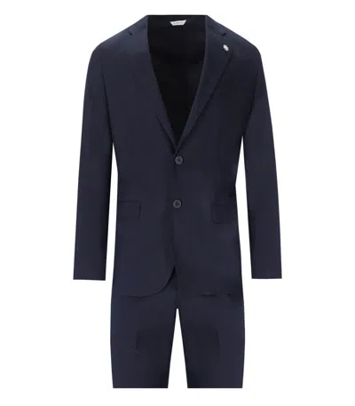 Shop Manuel Ritz Dark Blue Single-breasted Suit In Black