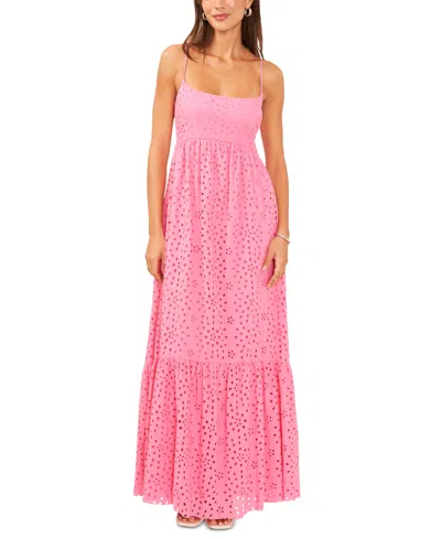 Shop 1.state Women's Eyelet Embroidered Cotton Maxi Dress In Island Blo