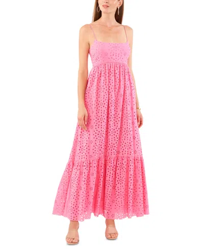 Shop 1.state Women's Eyelet Embroidered Cotton Maxi Dress In Island Blo