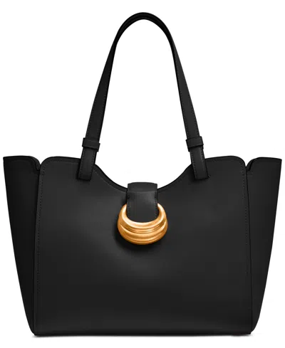 Shop Donna Karan Valley Stream Small Buckle Tote In Black,gold