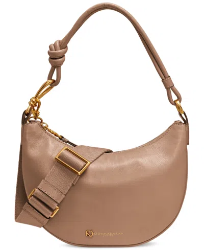 Shop Donna Karan Roslyn Small Leather Hobo Bag In Fawn