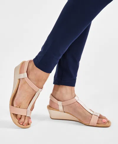 Shop Style & Co Women's Step N Flex Voyage Wedge Sandals, Created For Macy's In Pewter