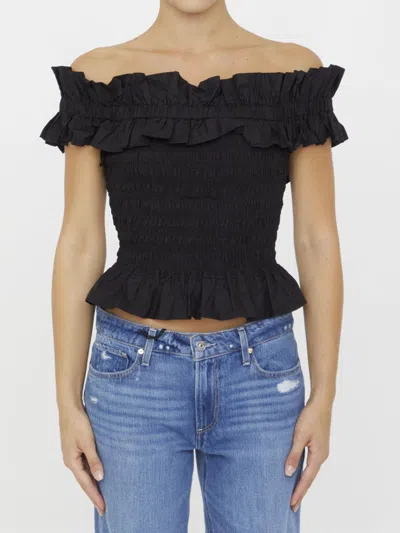 Shop Ganni Off-shoulder Top In Black