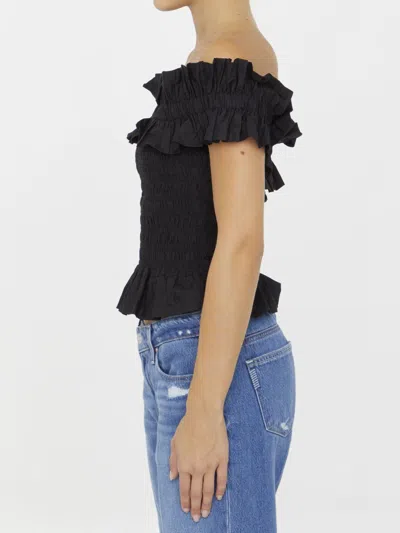 Shop Ganni Off-shoulder Top In Black