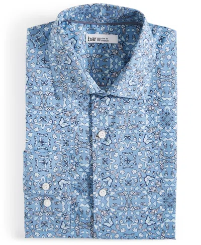 Shop Bar Iii Men's Butterfly Pattern Dress Shirt, Created For Macy's In Blue
