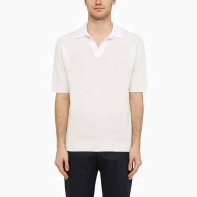Shop Roberto Collina Perforated Short-sleeved Polo Shirt In White
