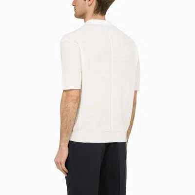 Shop Roberto Collina Perforated Short-sleeved Polo Shirt In White