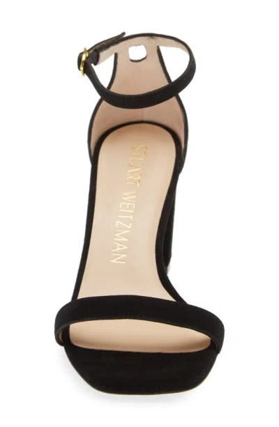 Shop Stuart Weitzman Nudistcurve 75 Block Heel Sandal In Black-suede