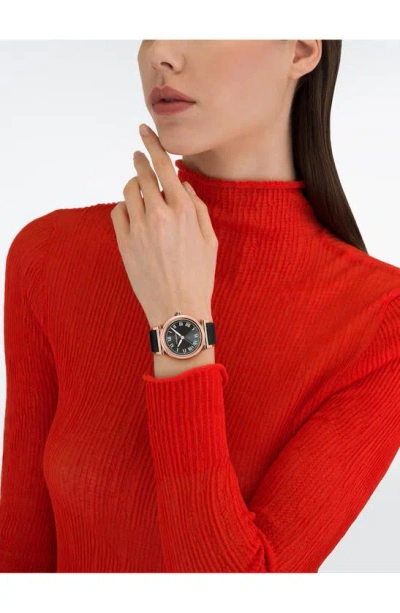 Shop Ferragamo Allure Leather Strap Watch, 36mm In Rose Gold