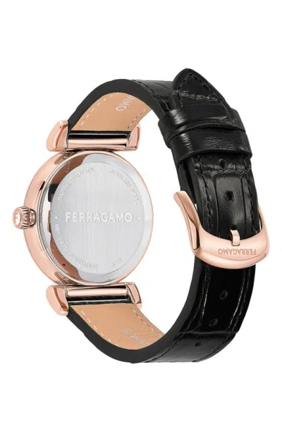 Shop Ferragamo Allure Leather Strap Watch, 36mm In Rose Gold