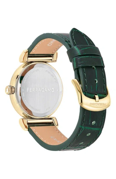 Shop Ferragamo Allure Leather Strap Watch, 36mm In Yellow Gold