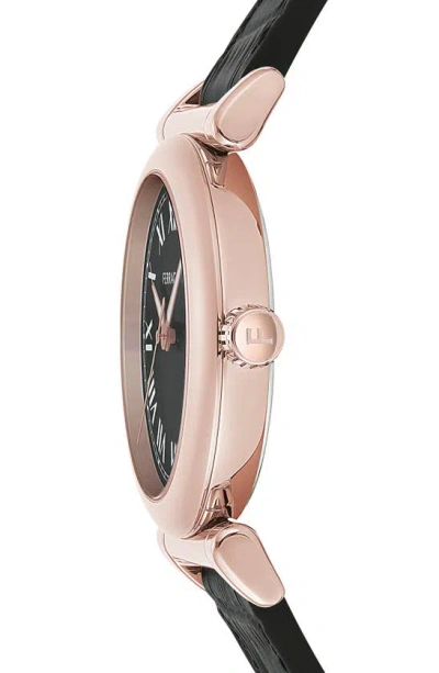 Shop Ferragamo Allure Leather Strap Watch, 36mm In Rose Gold