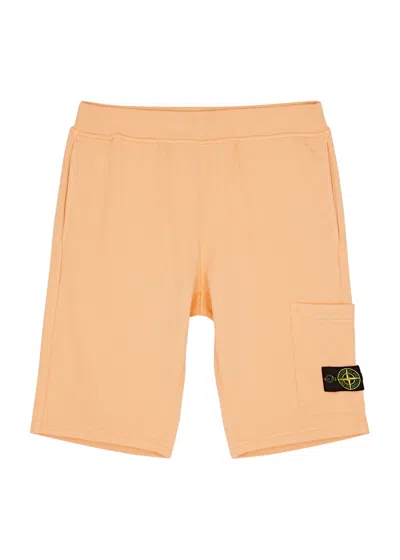 Shop Stone Island Kids Logo Cotton Shorts (14 Years) In Orange