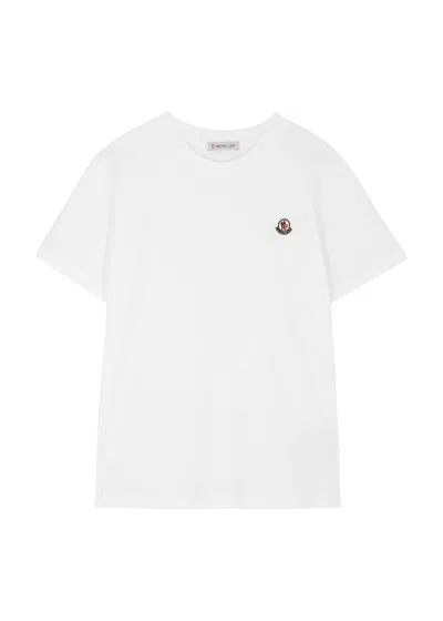 Shop Moncler Kids Logo Cotton T-shirt In White