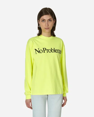 Shop No Problemo Logo Fluoro Longsleeve T-shirt In Yellow