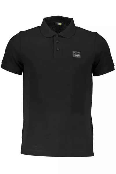 Shop Cavalli Class Black Cotton Polo Shirt