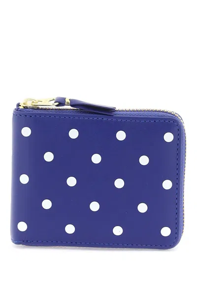 Shop Comme Des Garçons Polka Dot Zip Around Wallet In Blue