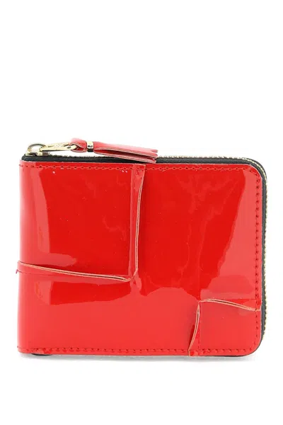 Shop Comme Des Garçons Zip Around Patent Leather Wallet With Zipper In Red