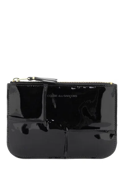 Shop Comme Des Garçons Zip Around Patent Leather Wallet With Zipper In Black