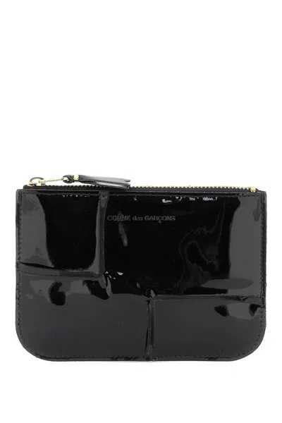 Comme Des Garçons Wallet  Zip Around Patent Leather Wallet With Zipper In Black