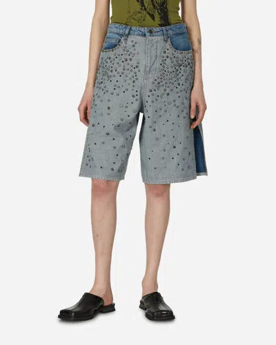 Shop Guess Usa Reverse Denim Shorts Used Indigo Wash In Multicolor