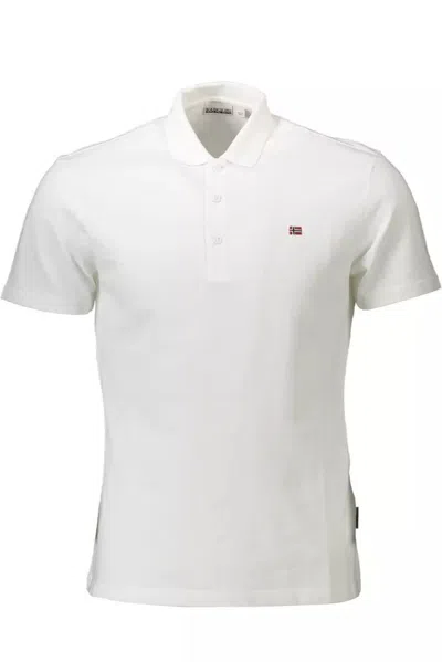 Shop Napapijri White Cotton Polo Shirt