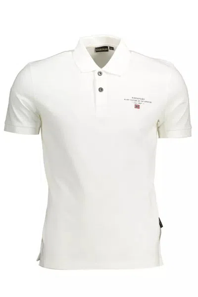 Shop Napapijri White Cotton Polo Shirt