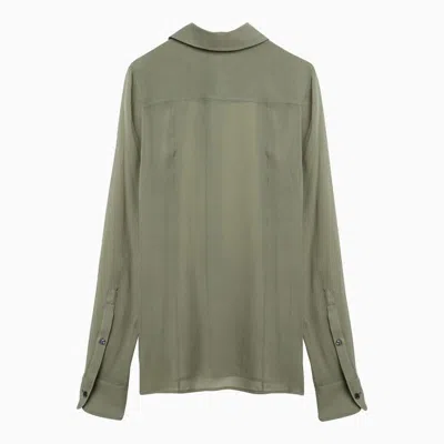 Ami Alexandre Mattiussi Ami Paris Olive Green Silk Shirt In Green