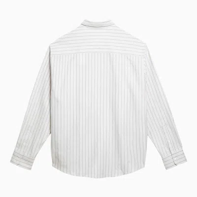 Shop Ami Alexandre Mattiussi Ami Paris White Striped Ami De Coeur Button-down Shirt In Multicolor