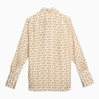 Shop Burberry White Shirt With Gold Motif In Metal