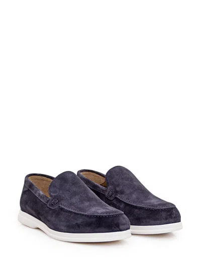 Shop Doucal's Leather Moccasin In Blue