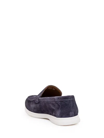 Shop Doucal's Leather Moccasin In Blue