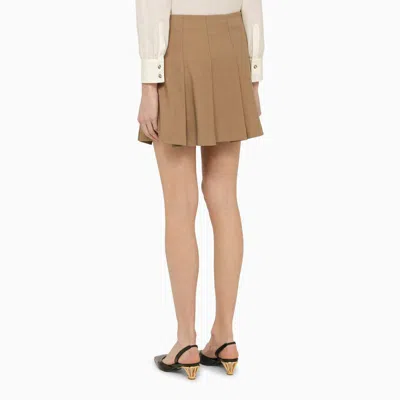Shop Federica Tosi Desert-coloured Mini Skirt With Flounces In Brown