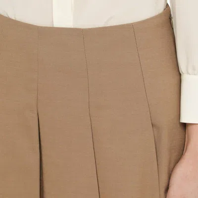 Shop Federica Tosi Desert-coloured Mini Skirt With Flounces In Brown