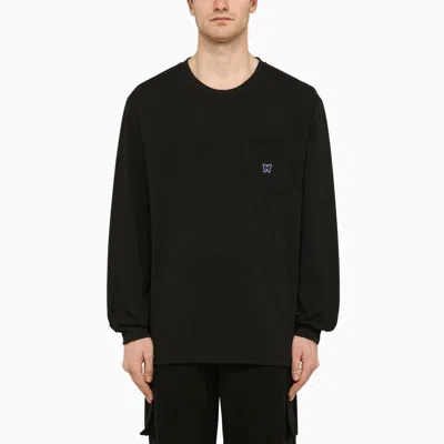 Needles Black Crew-neck Sweatshirt With Embroidery In Black