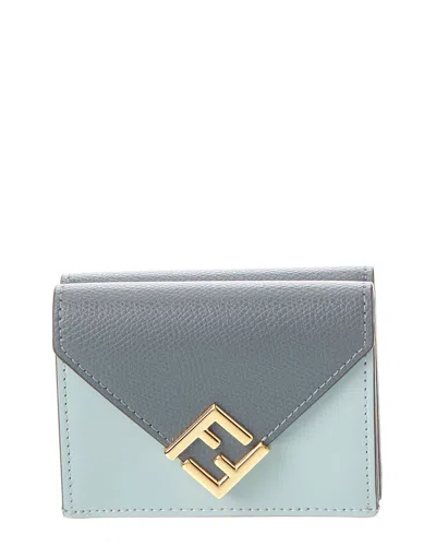 Shop Fendi Ff Diamonds Leather Wallet In Blue
